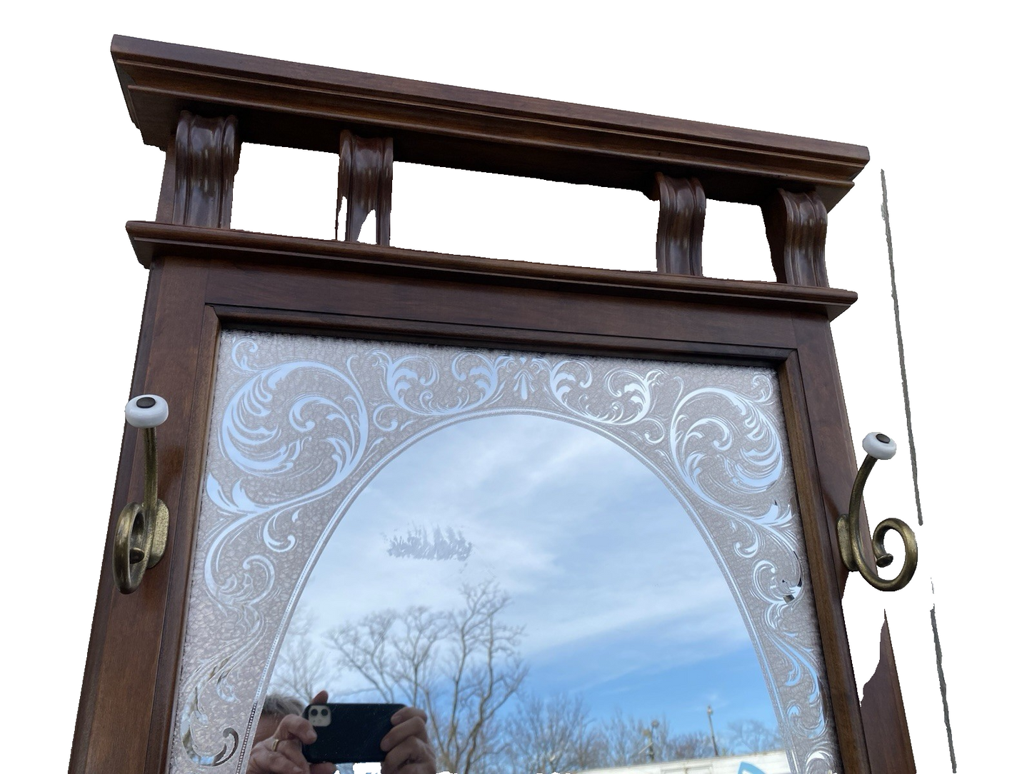 66451 Modern Hall Mirror Stand with a Shelf Hall Tree Hat Rack Hatrack