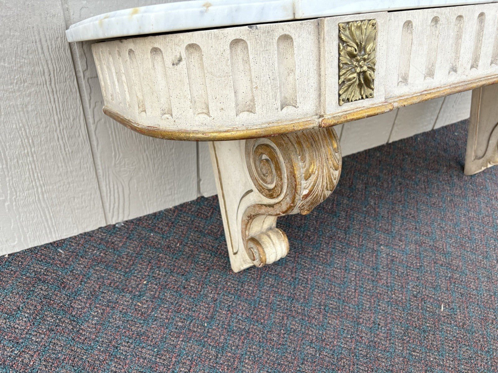 66591   Quality Wood Marble Top Wall Mantle Shelf