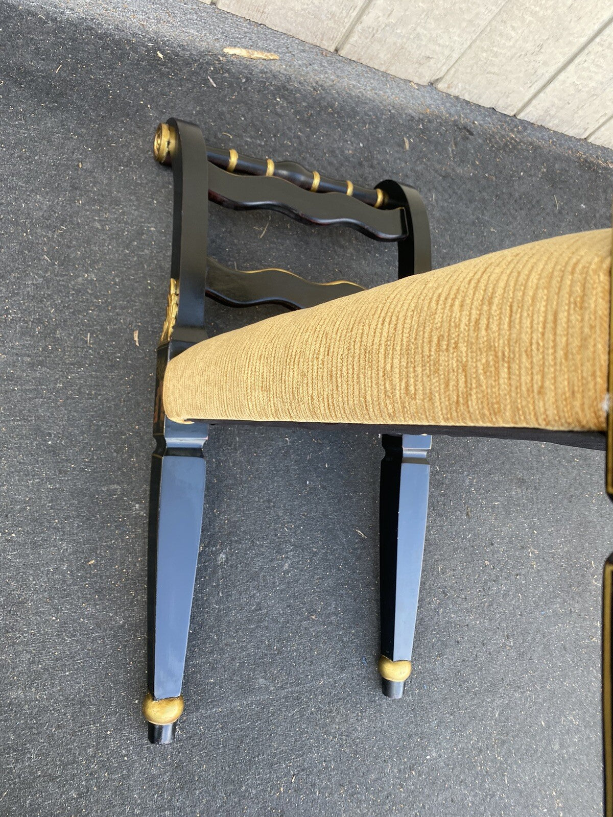 66067 Decorator Ebony Stenciled Vanity bench Stool