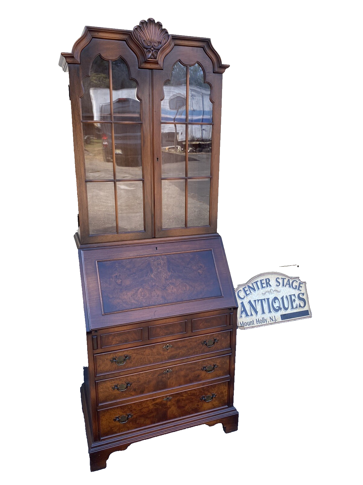 65915 KITTINGER Furniture Quality Walnut Secretary Desk w/ Bookcase Top