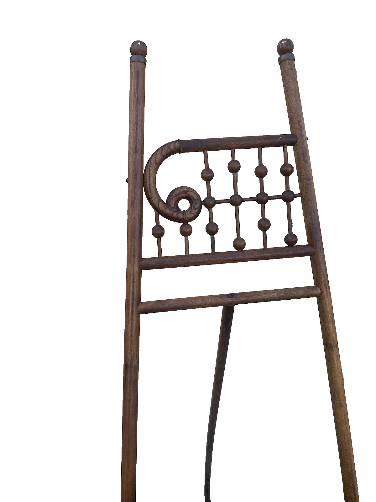 64739  RARE Antique Victorian Oak Stick And Ball Art  Oil Painting EASEL