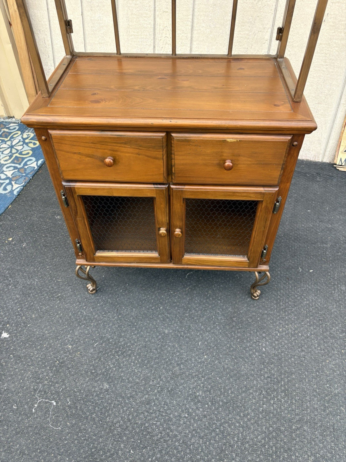 66704 Modern Bakers Rack Kitchen Cabinet with 2 drawers