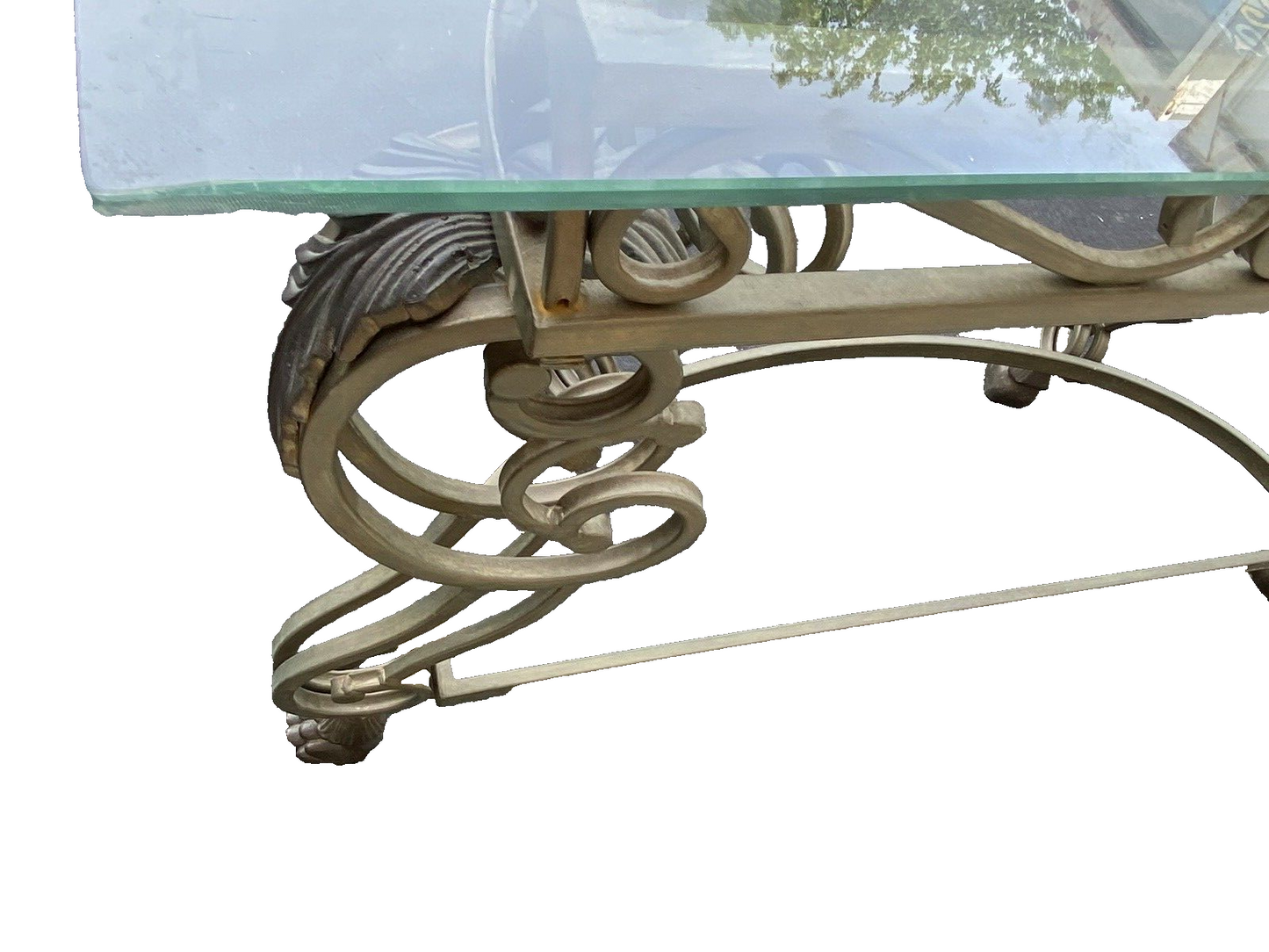 65470 Quality Glass Top Console Table with heavy metal base