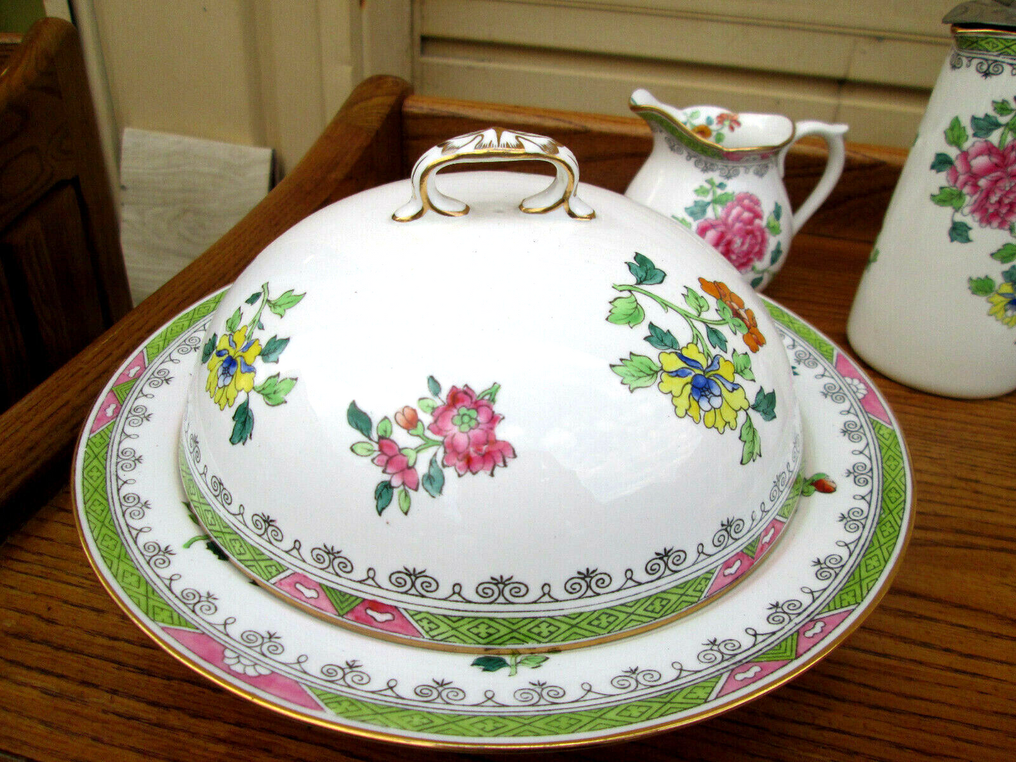 MS:  7 Pieces THOMAS GOODE LONDON SPODE COPELAND SET TEAPOT COVERED DISH CREAMER