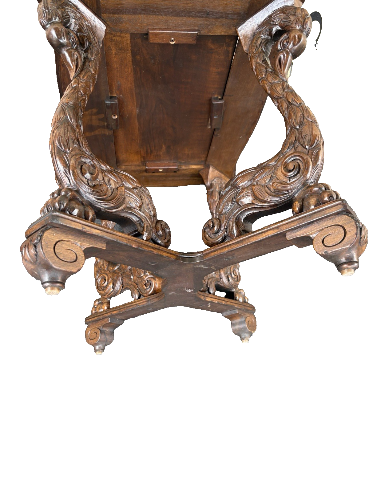 66801    RARE Custom  Made  Antique Figural CHERUB Tray Top Coffee Table Stand