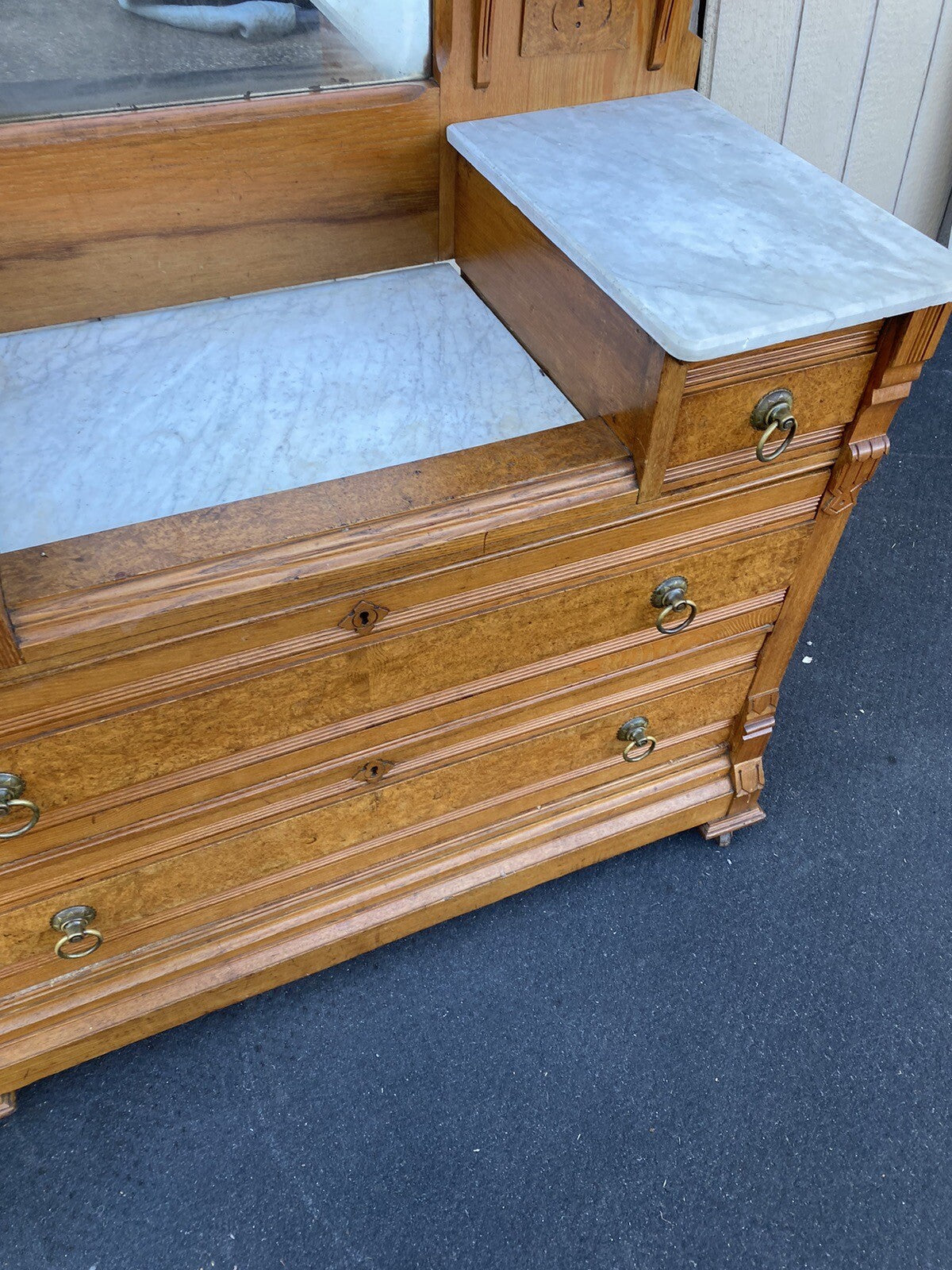 65166 Antique Victorian Oak Dresser with Mirror