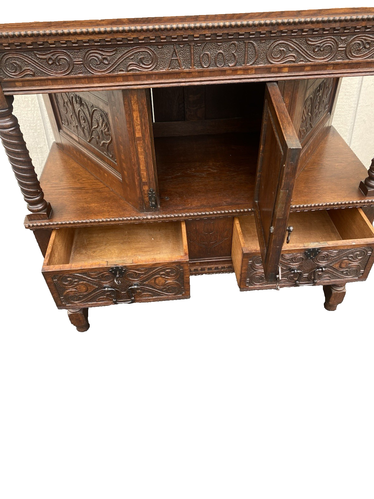 66495 Custom Hand Made Oak Cabinet Sideboard Server Chest