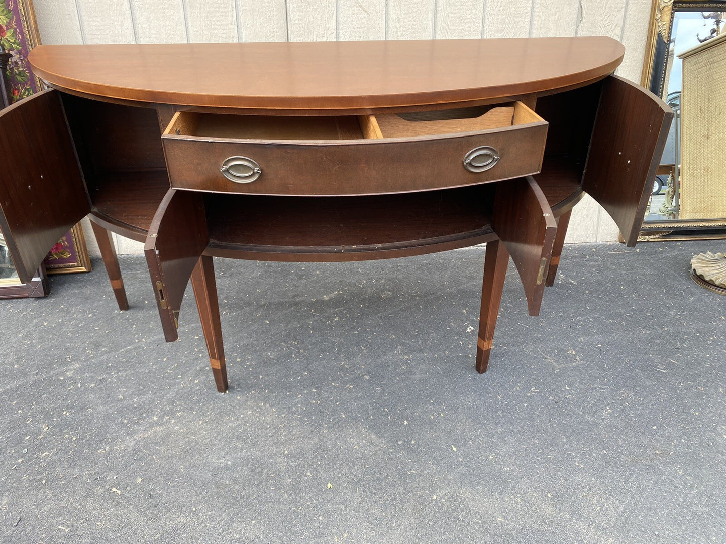 56898 KITTINGER 17685  Large Mahogany Pencil Inlaid Buffet Sideboard Server