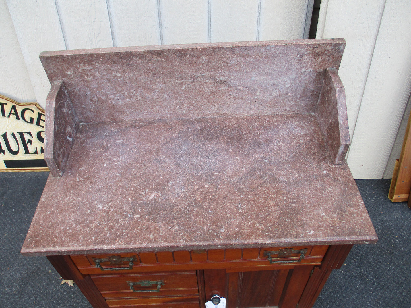 61939  Marble Top Victorian Washstand Dresser Chest Nightstand