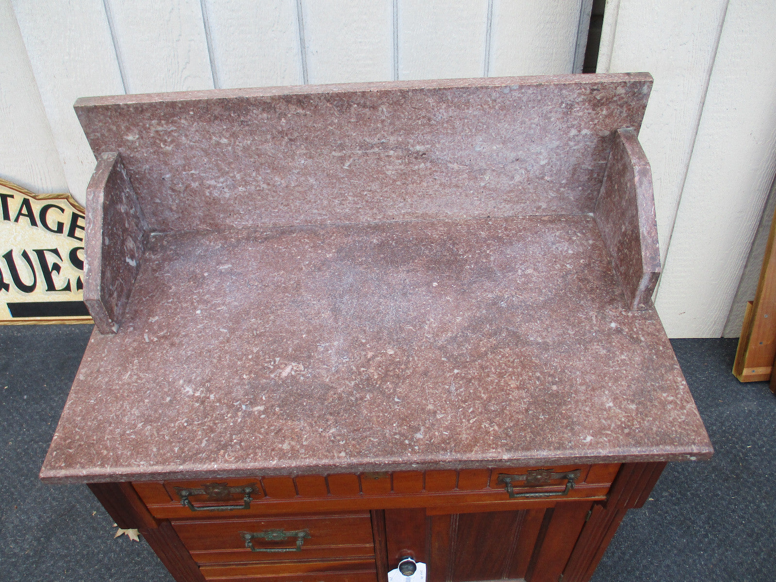 61939  Marble Top Victorian Washstand Dresser Chest Nightstand