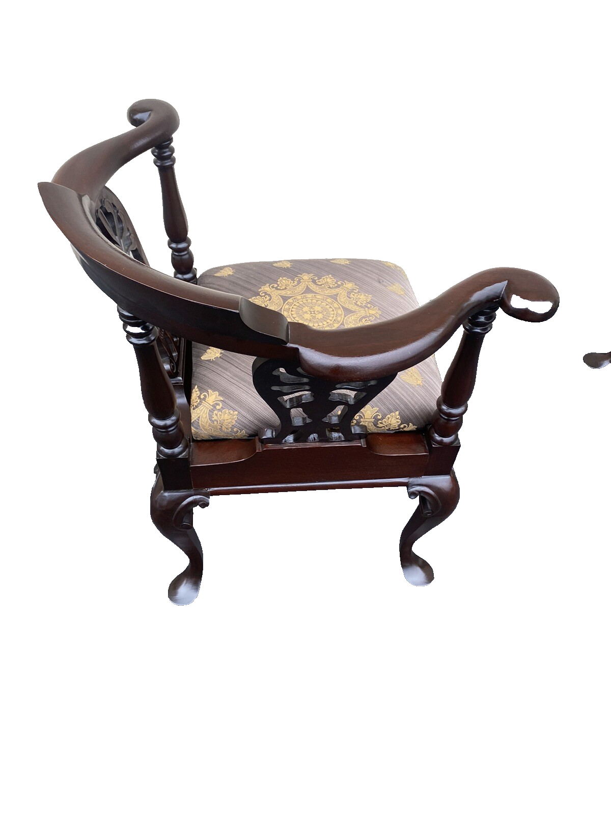 66092   Pair Quality Solid Mahogany Custom Made Corner Chair s