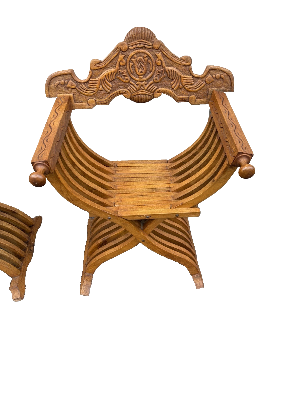 66956 + 66955  PAIR TEAK Wood Hand Made Chairs Chair s