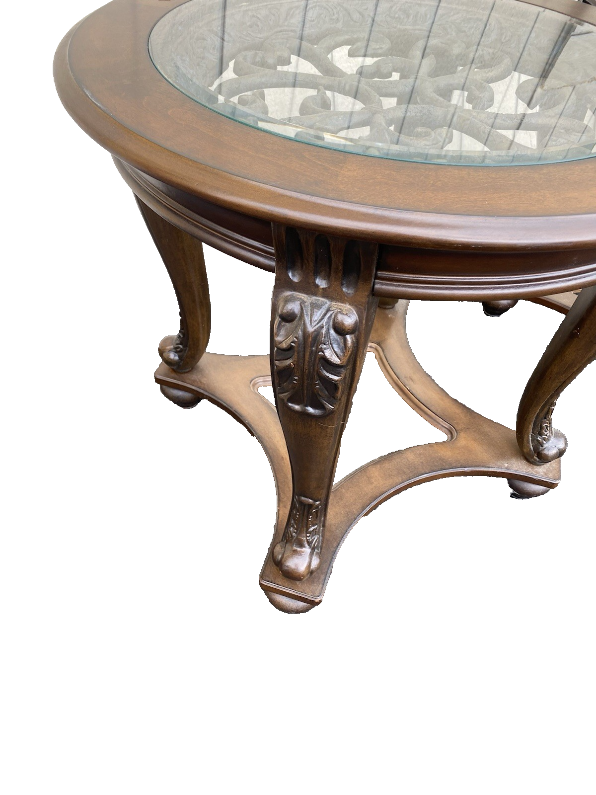 66528  Pair Modern Lamp Table Stand s with Glass Inserts