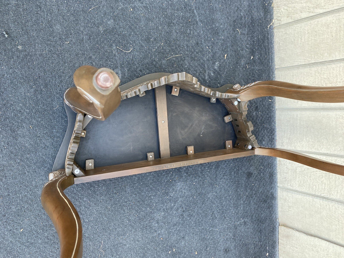 64748  Marble Top Carved Mahogany Console Table