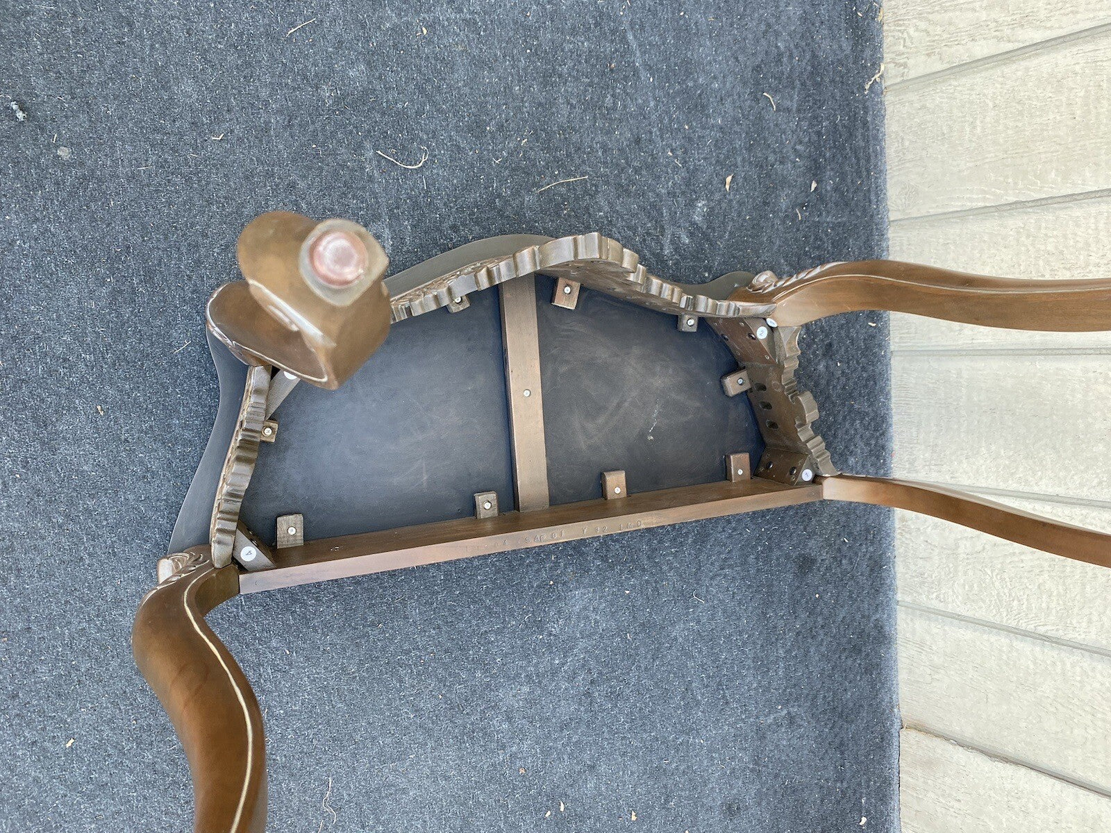 64748  Marble Top Carved Mahogany Console Table