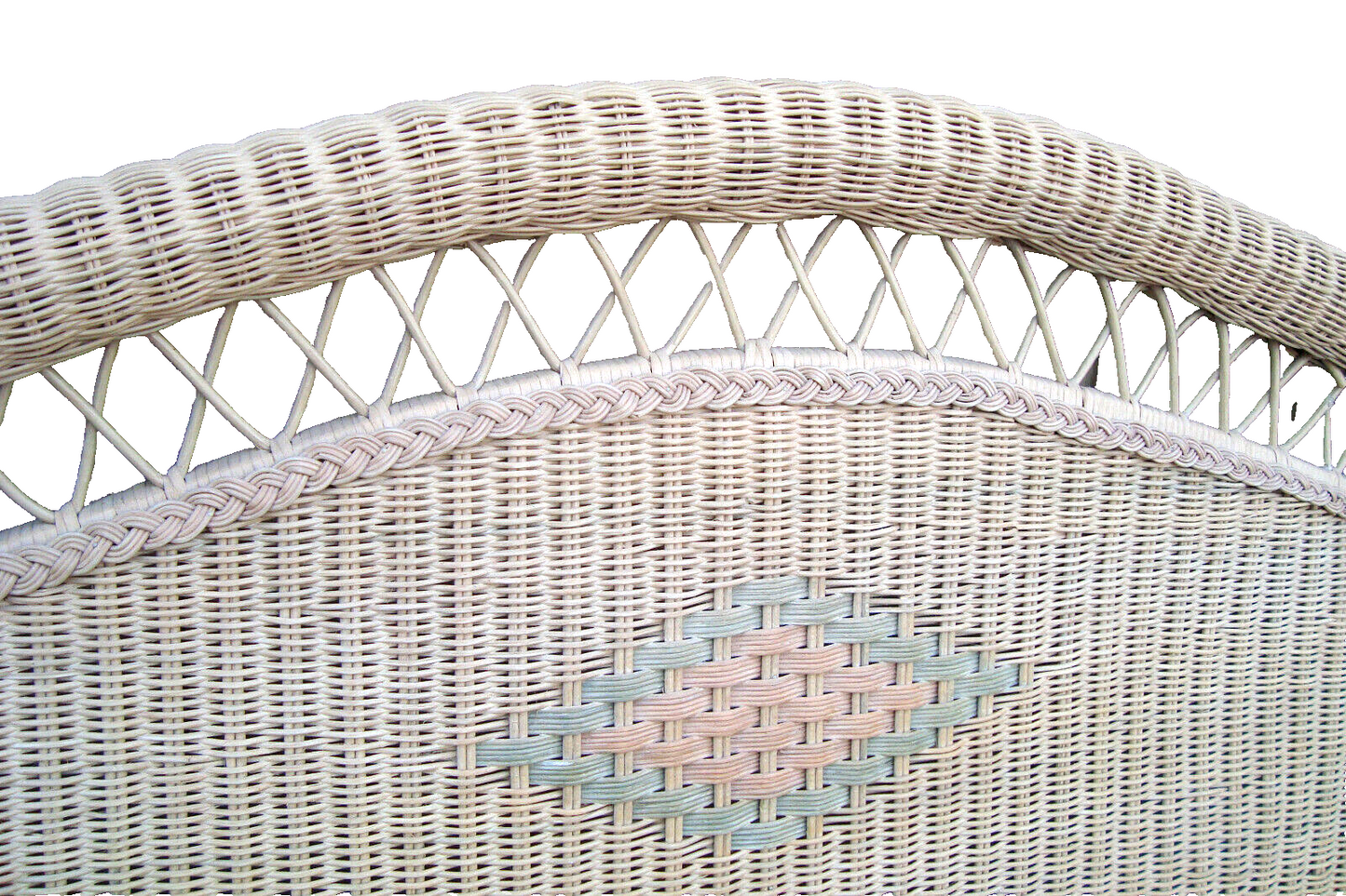 60837 HENRY LINK King Size Wicker Romantic Shabby Headboard Bed