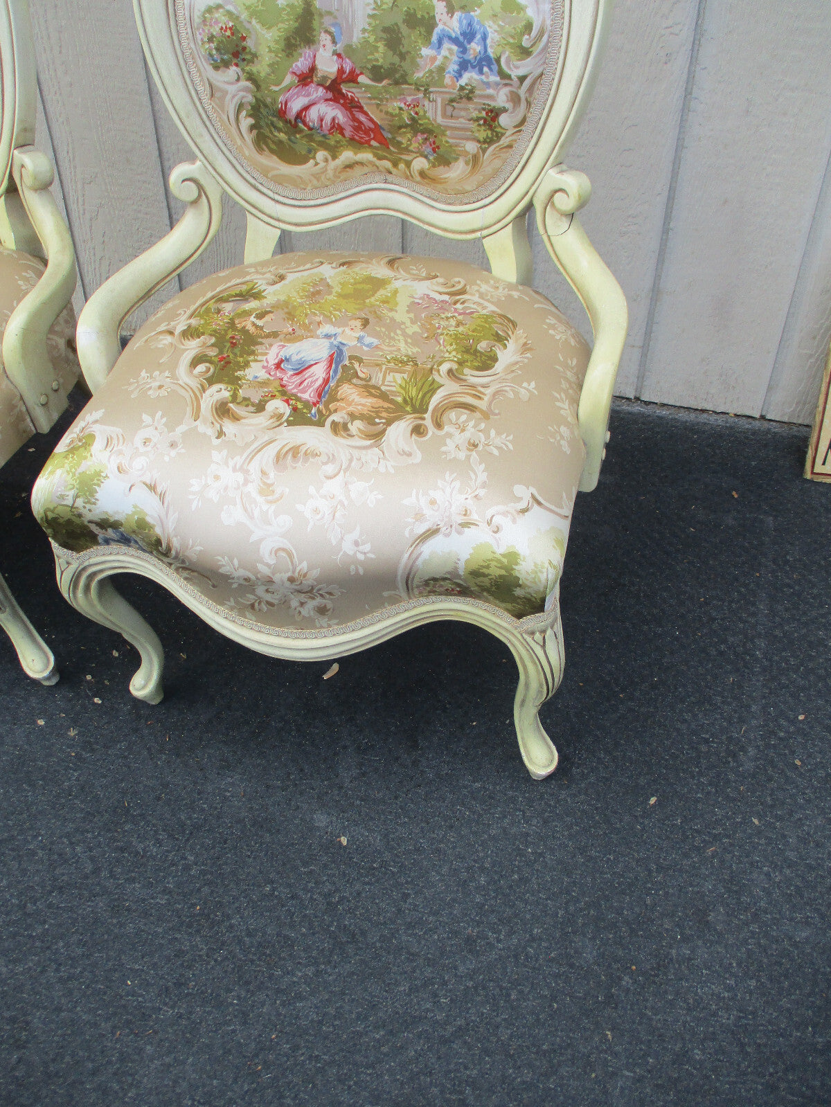 64365 Pair Hand Made French Country  Chair SILK Fabric STATESVILLE Chair