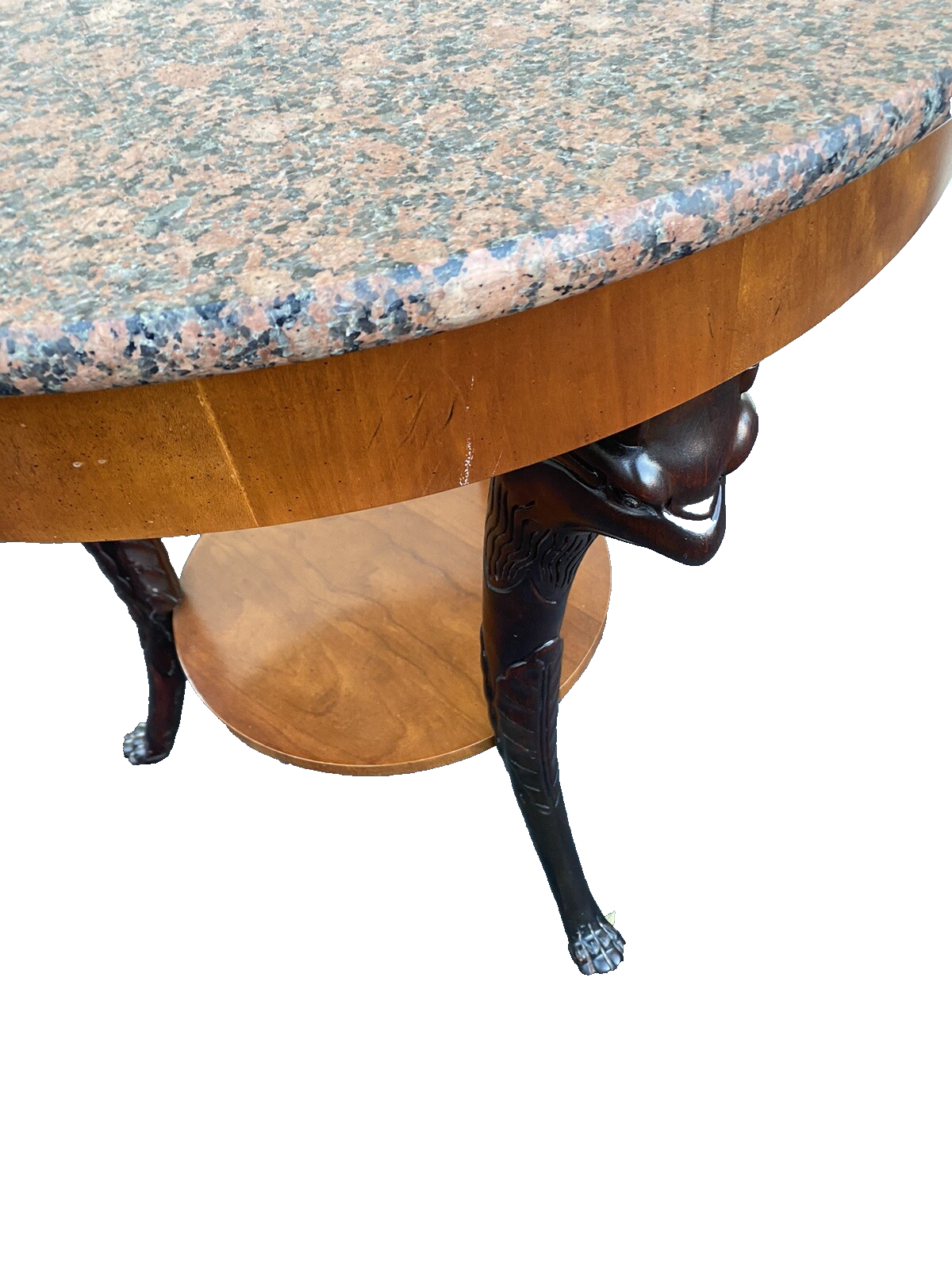 66208 BAKER Furniture Marble Top Lamp Table w/ Bird Carvings