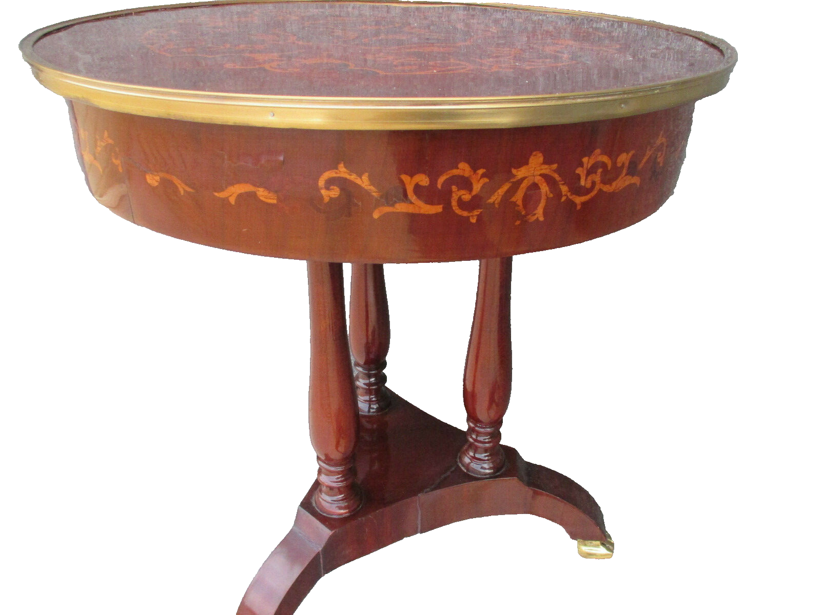 62616 Neoclassical Inlaid and Bronze Lamp Table Stand
