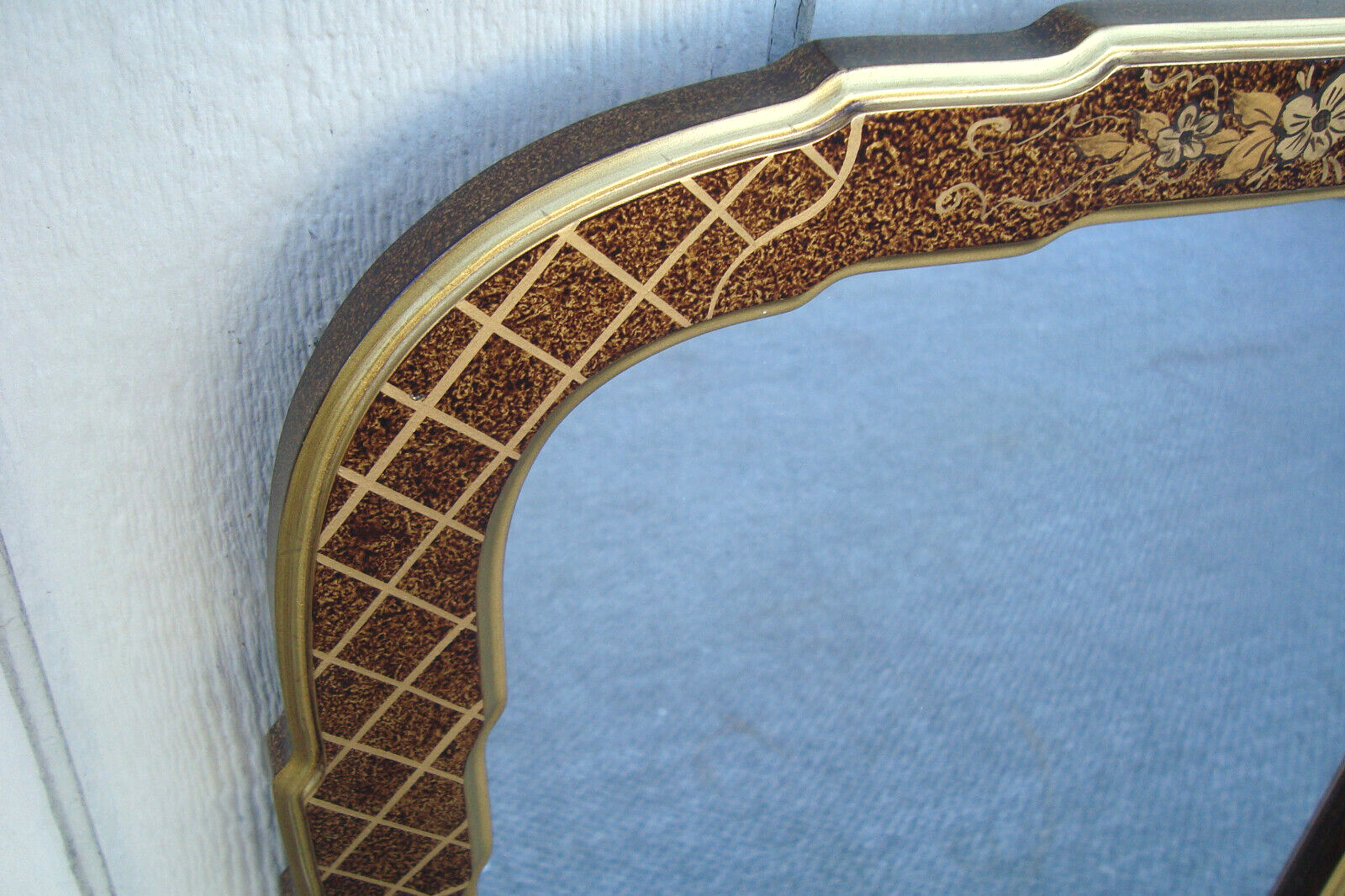 61891  Tall Oriental Decorator Wood Mirror