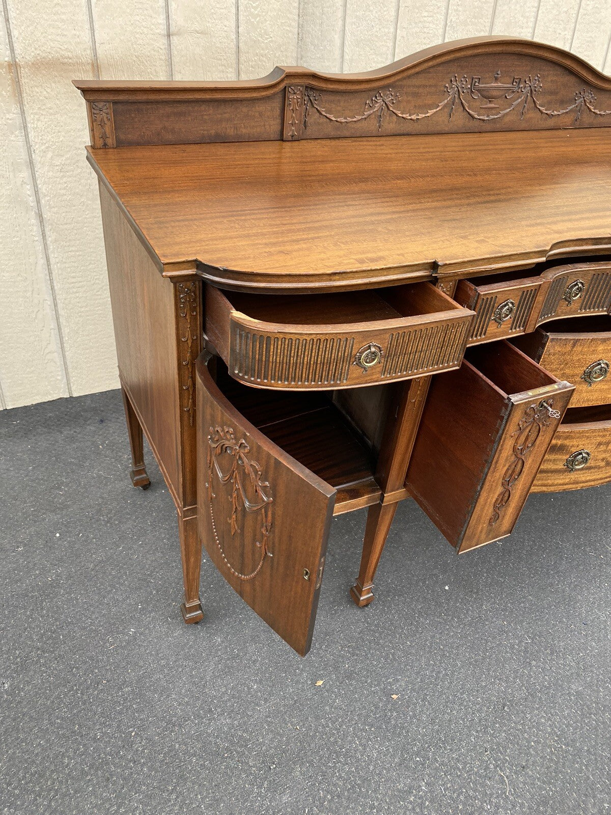 66104 Antique Mahogany Sideboard Server Buffet with WINE HOLDERS