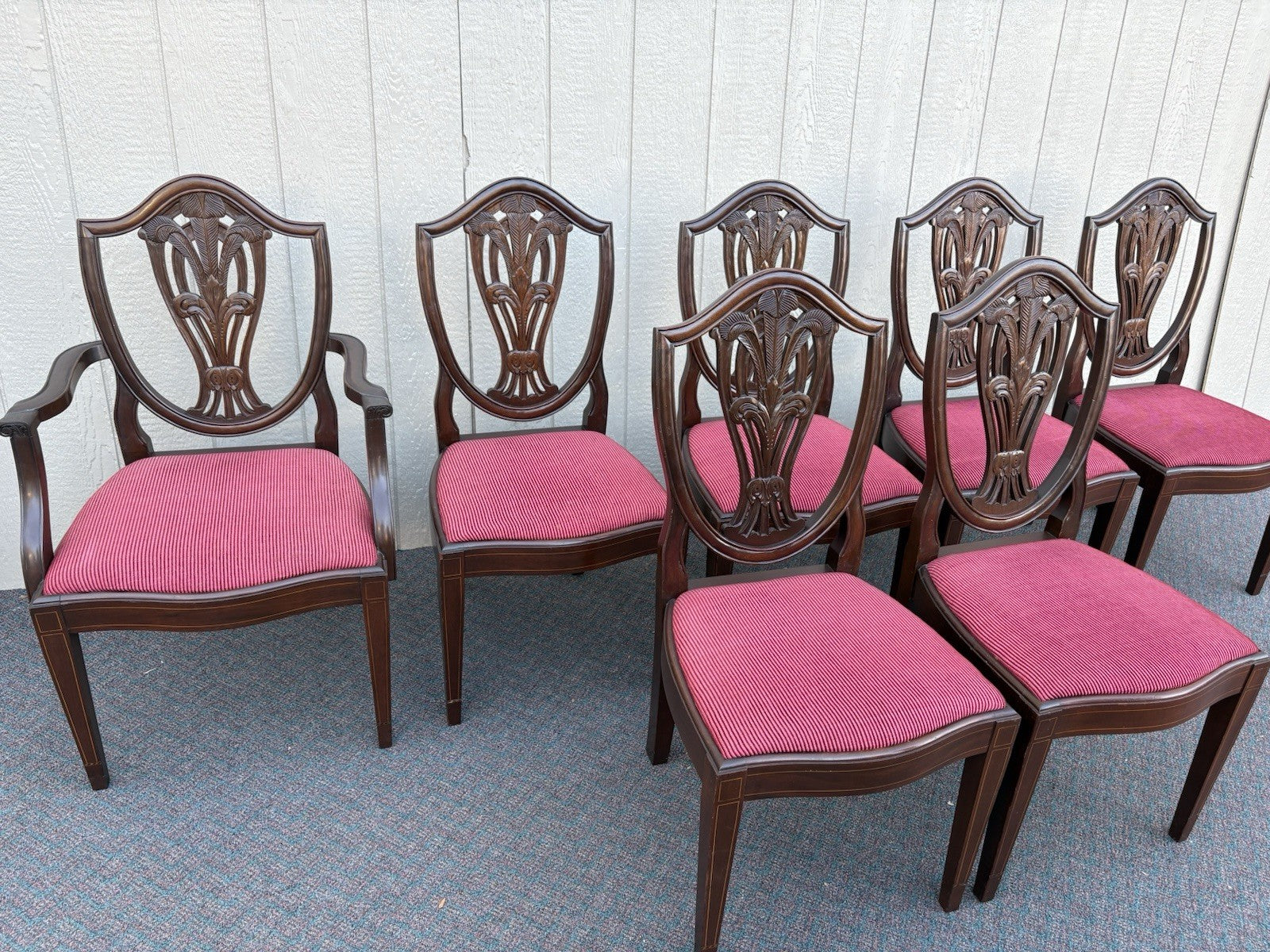 67162 Super Quality Set of 8 Mahogany Shield Back Dining Chairs