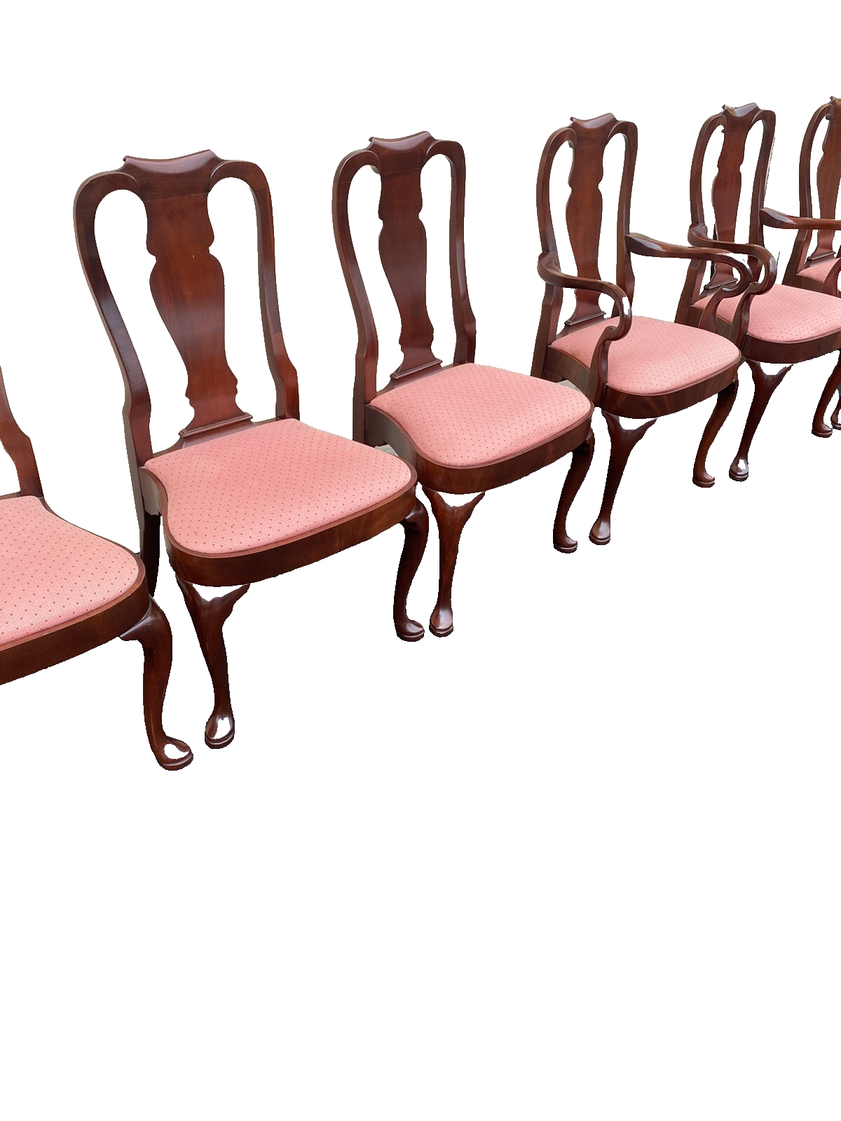 65837   Set of 8 Solid Mahogany Queen Anne Dining Chairs Chair s