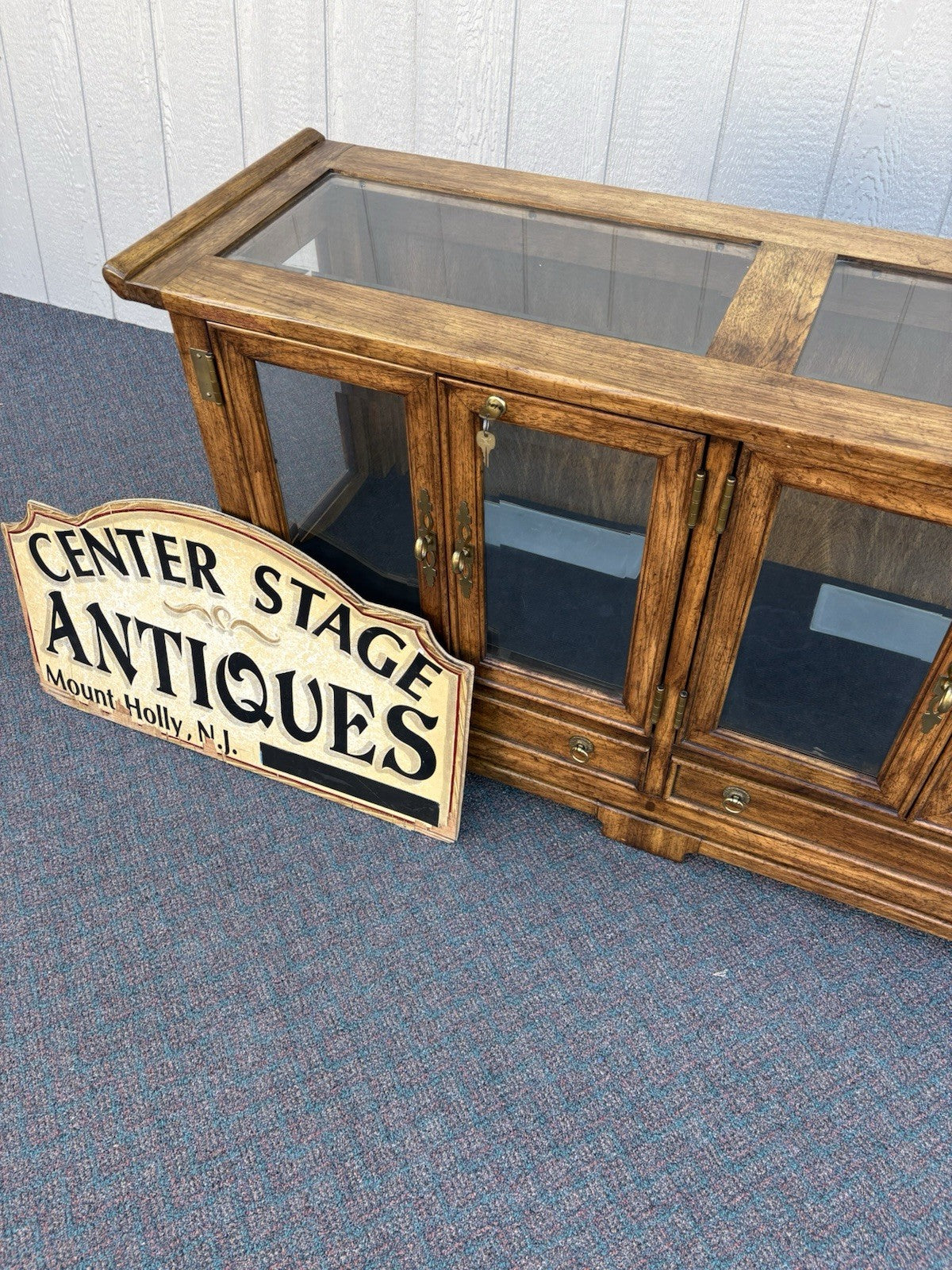 67112 American Furniture Credenza Curio with Shelf and Lights