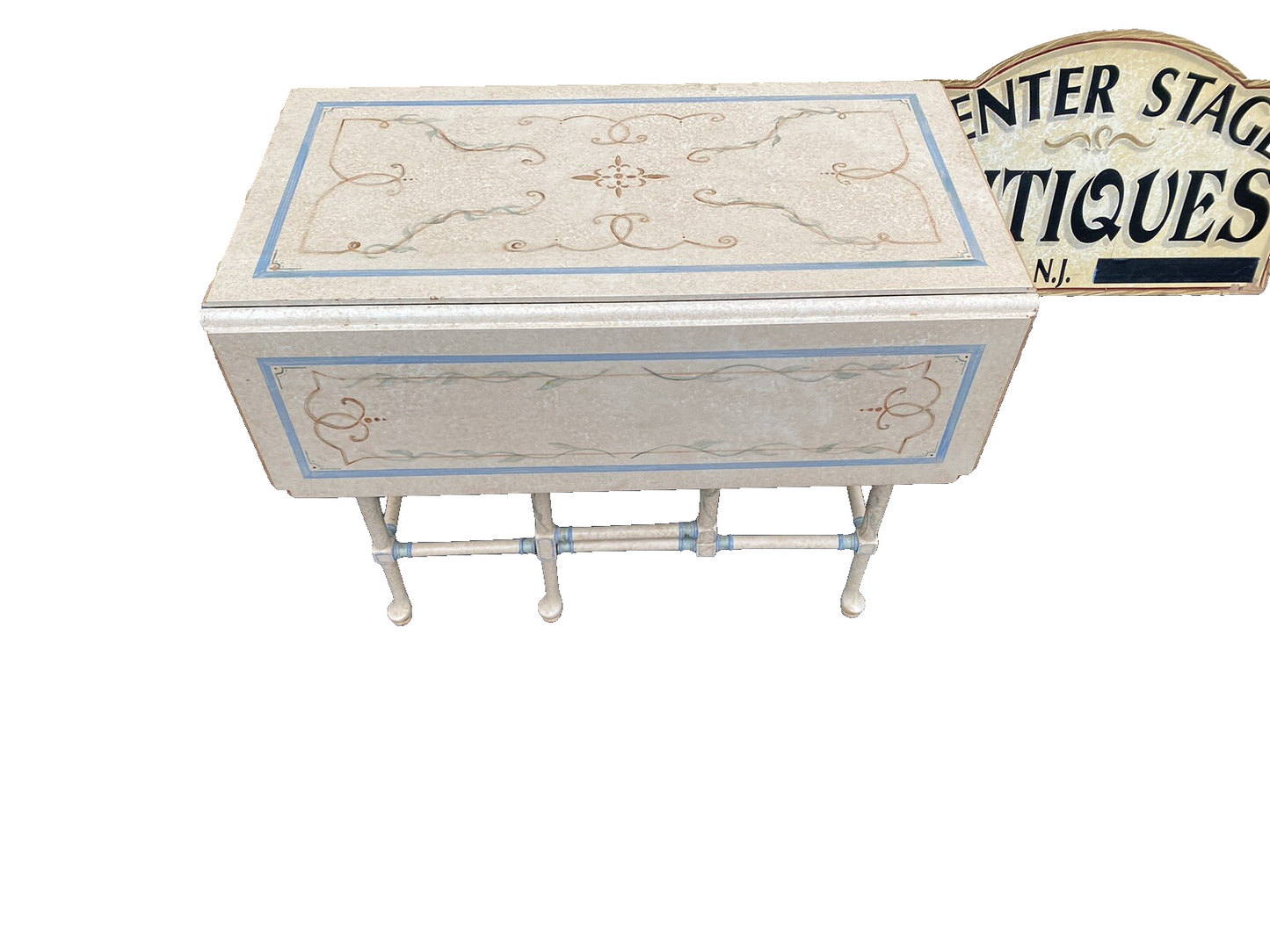 66040 Hand Painted Drop Leaf Coffee / End Table Stand