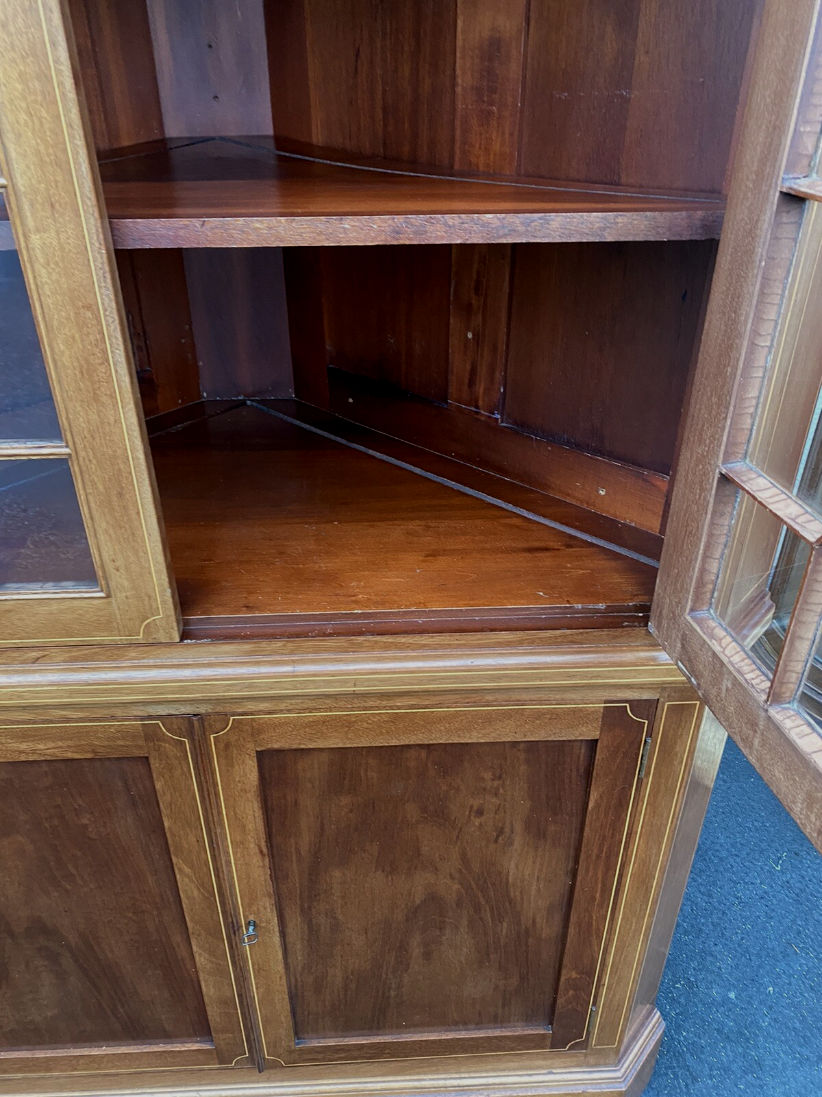 66078 Custom Hand Made Inlaid Corner China Cabinet