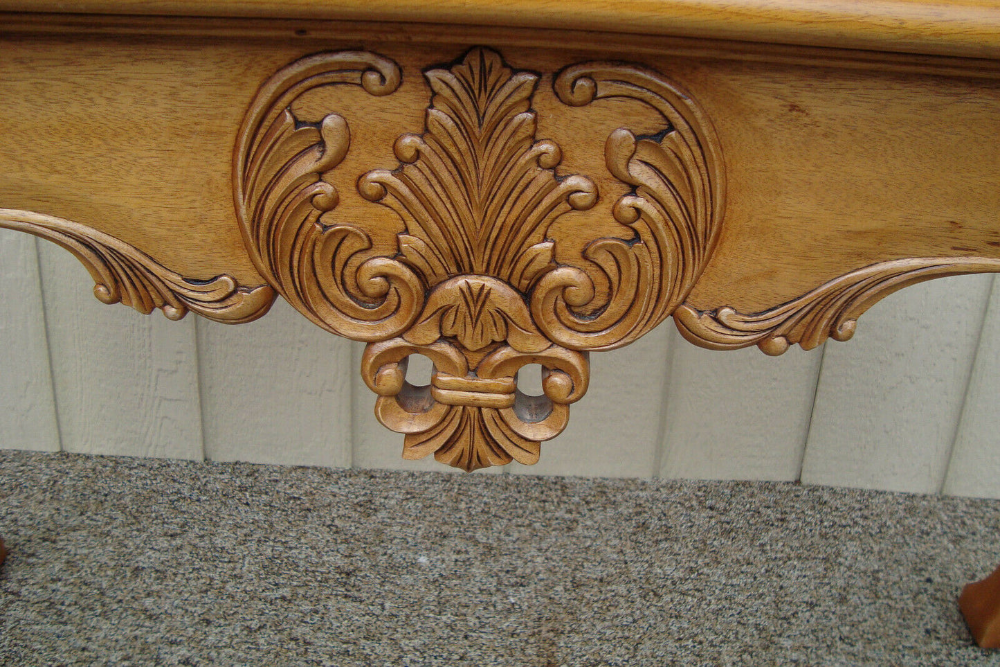 59422 Banded and Burled Mahogany Claw Foot Library Sofa Hall Table Stand