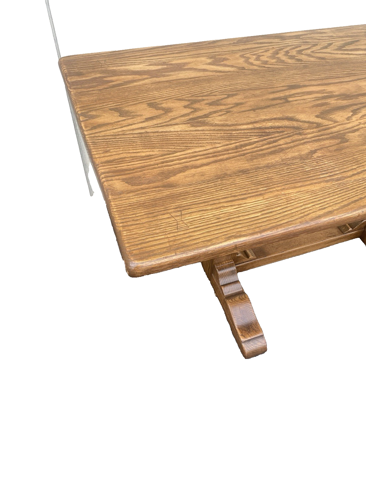 66523   Solid Oak Double Pedestal Trestle  Dining Table