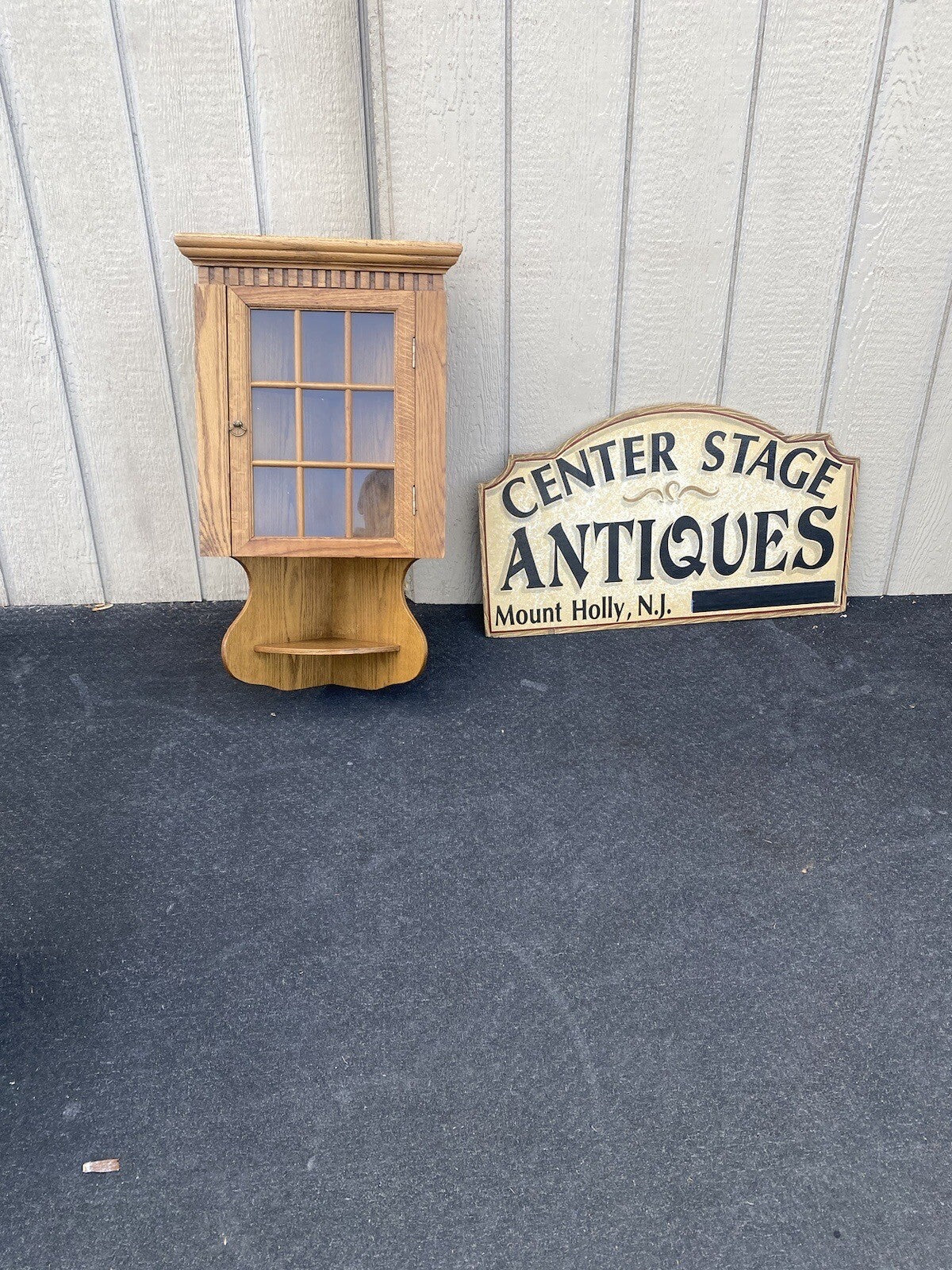 64451 Oak Corner Wall Hanging Shelf Cabinet