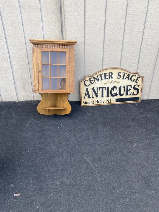 64451 Oak Corner Wall Hanging Shelf Cabinet