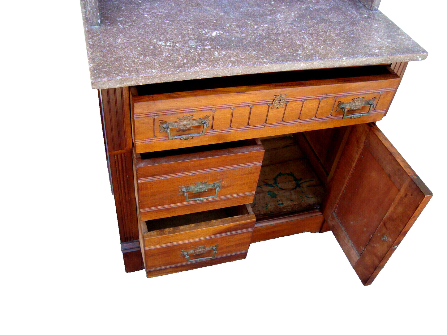 61939  Marble Top Victorian Washstand Dresser Chest Nightstand