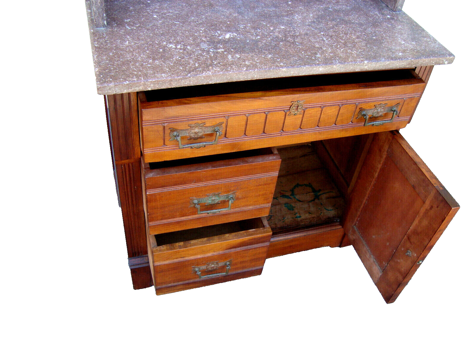 61939  Marble Top Victorian Washstand Dresser Chest Nightstand