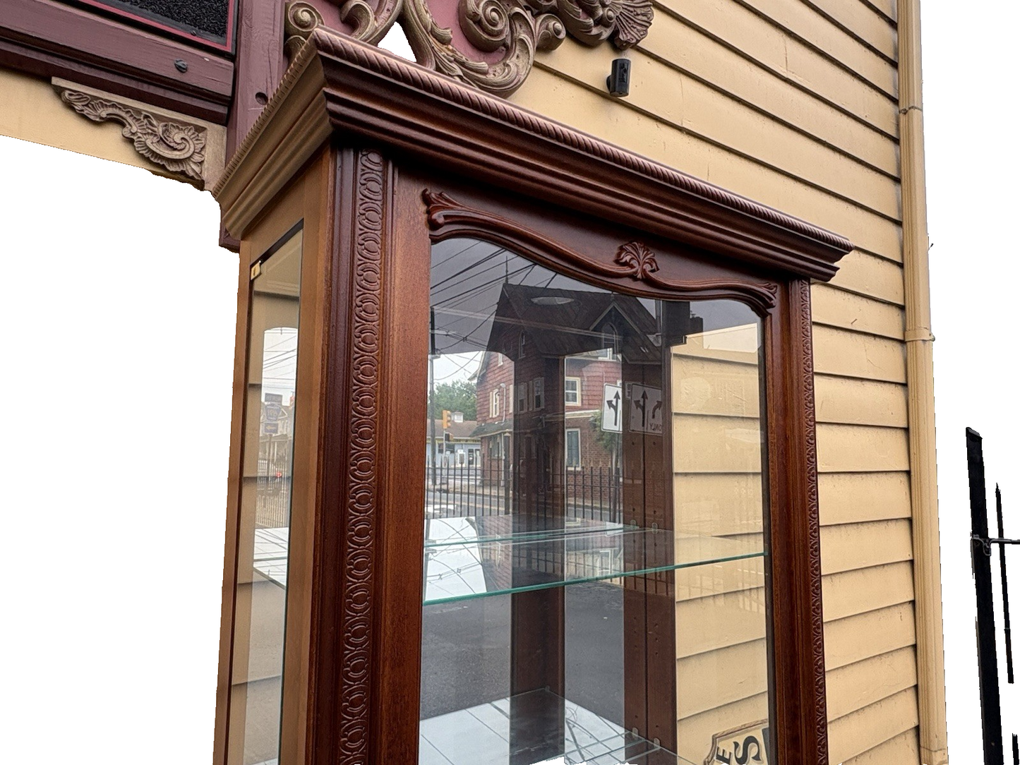 66688 Fancy 4 Door Side Loading  Mahogany Curio China Cabinet