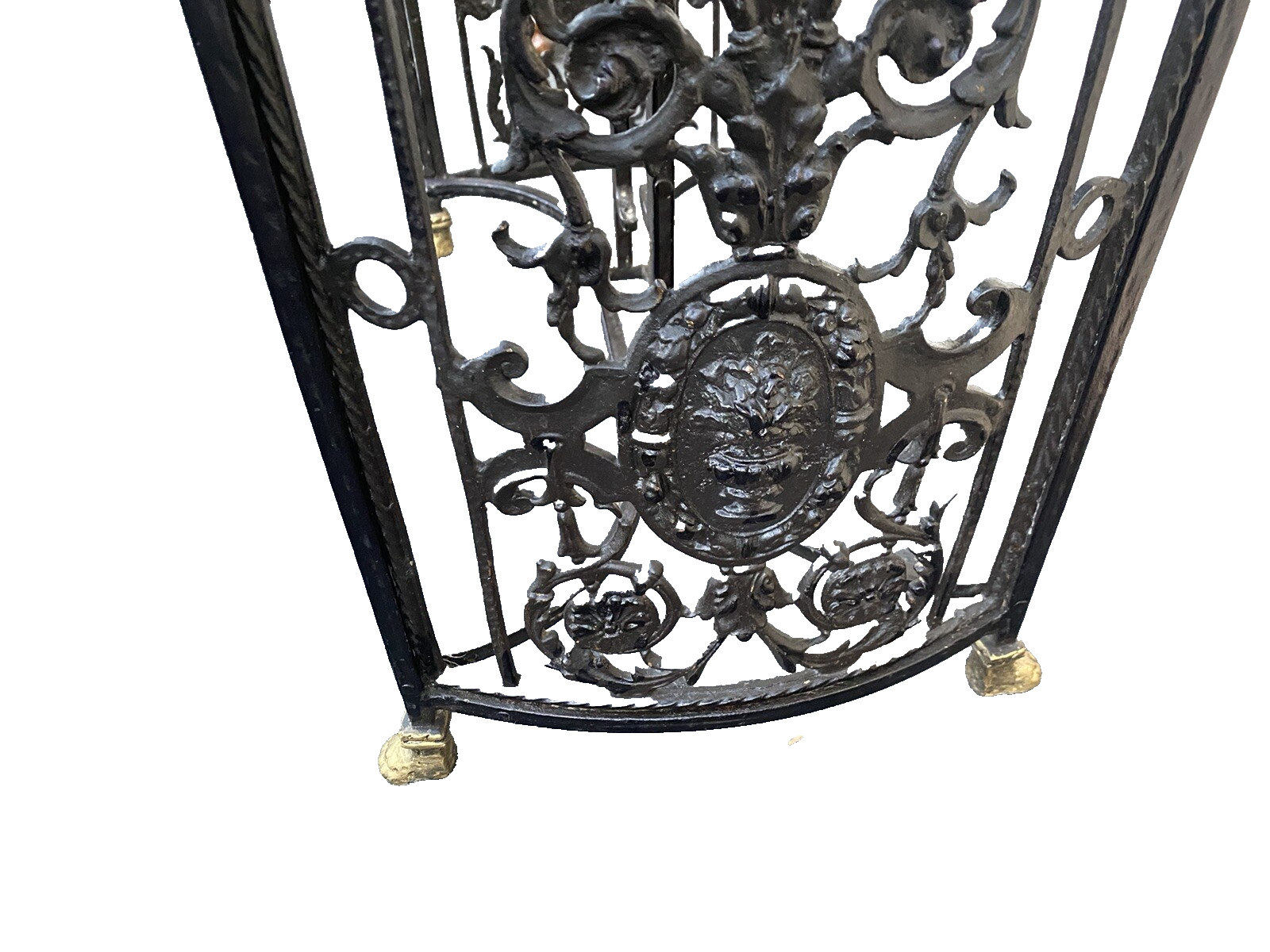 66069   Marble Top Lamp Table with Fancy  Cast Iron Base