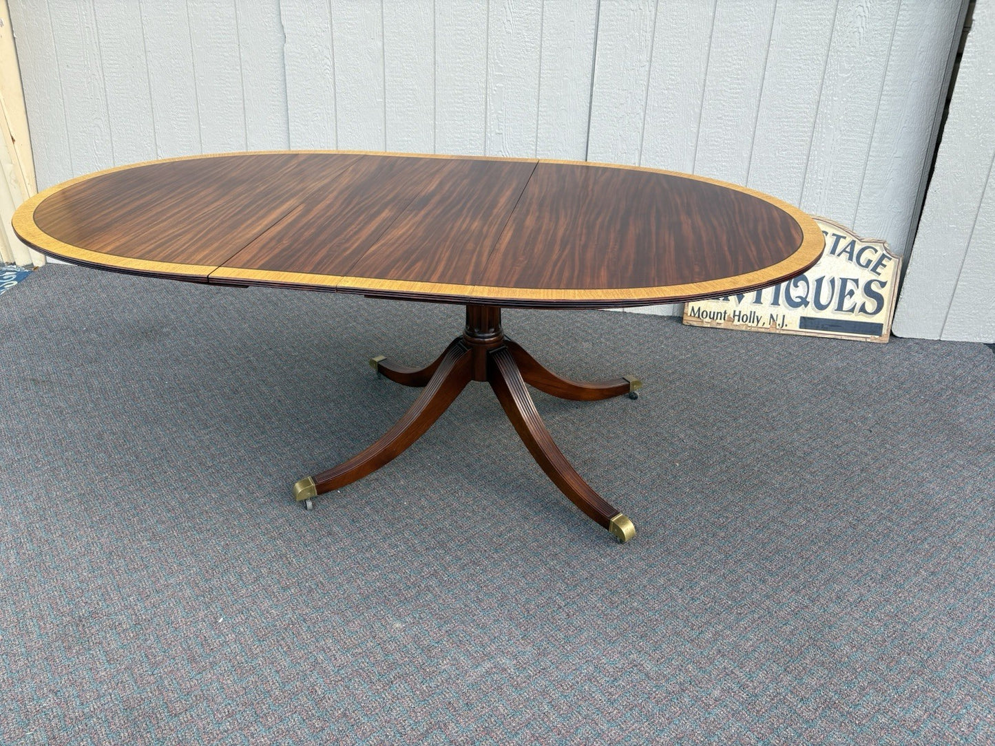 66975 Oval Mahogany Banded  Dining Table with 2 - 11" wide leafs