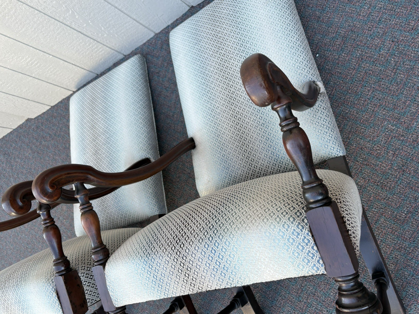 66083 PAIR Antique Throne Armchair Chair s