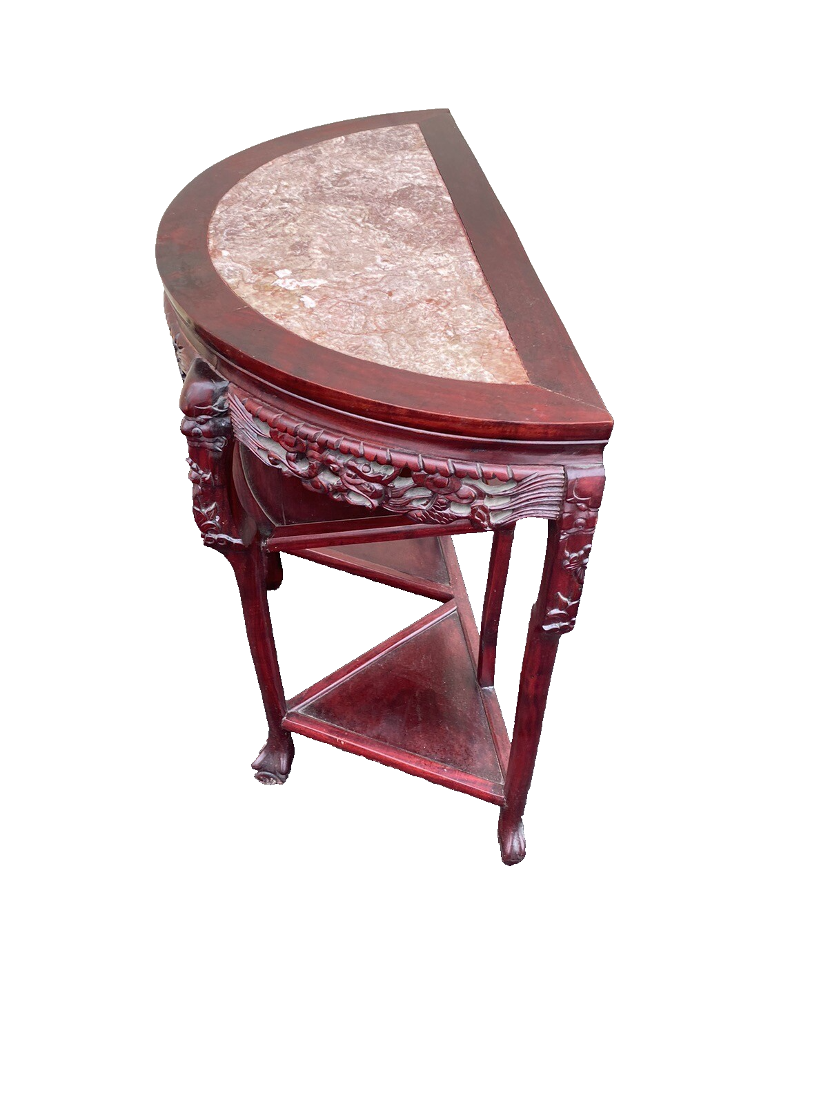 65112 Oriental Mahogany Console Table Hall  Stand w/ Marble insert