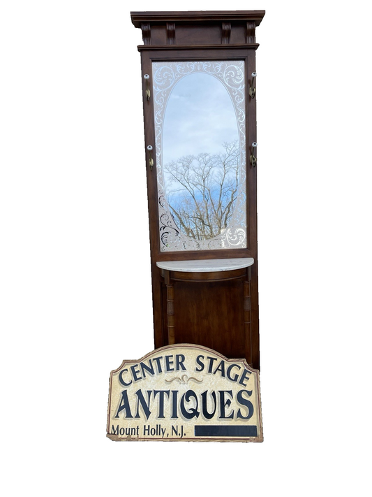 66451 Modern Hall Mirror Stand with a Shelf Hall Tree Hat Rack Hatrack