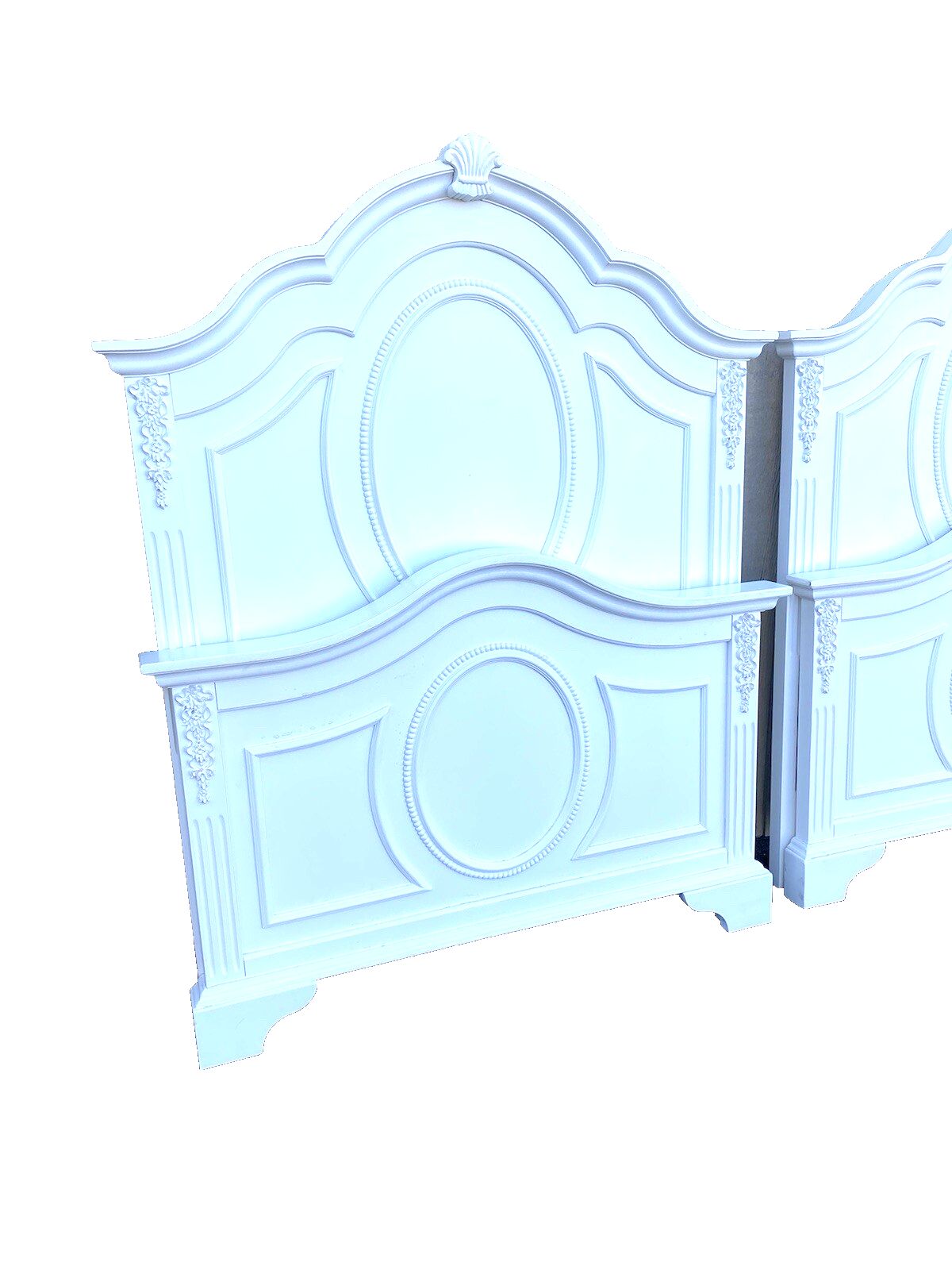 66151 Pair Fancy Twin Size Beds with Factory Finish