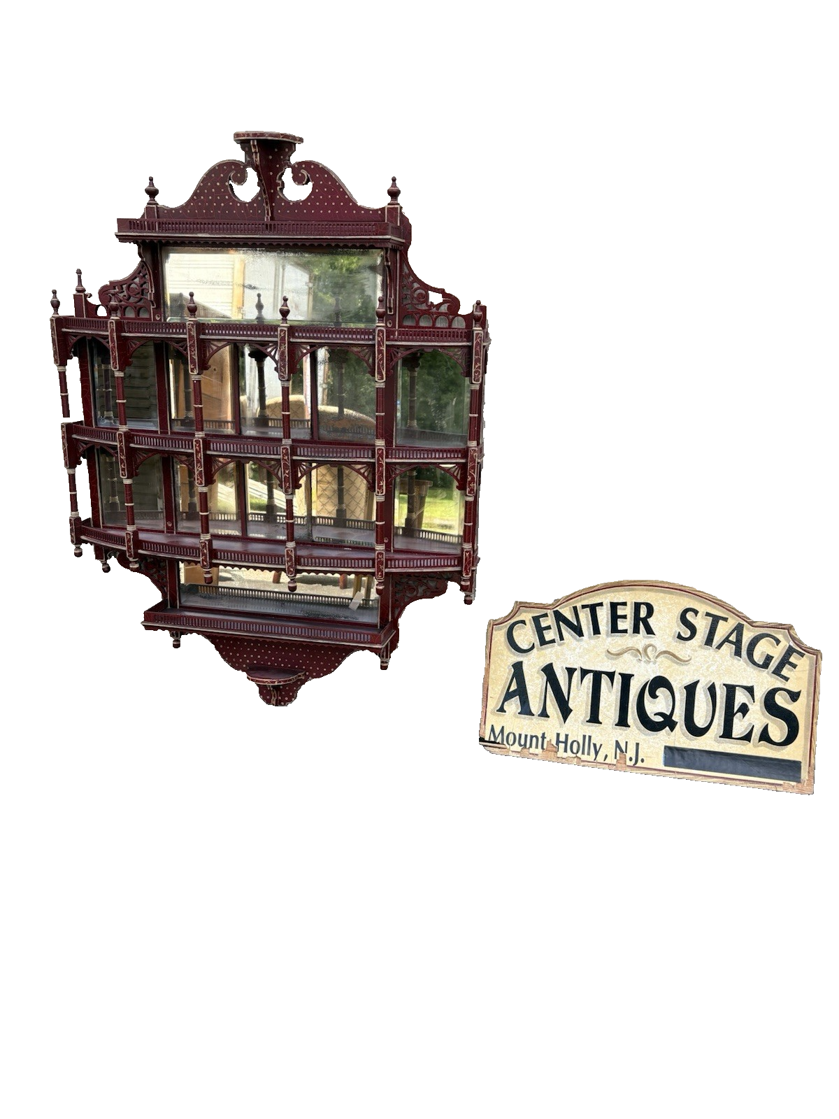 66842 Custom Hand Painted Victorian Whatnot Curio Wall Shelf