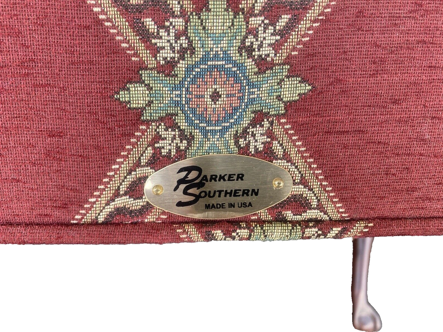 64633 Pair PARKER SOUTHERN  Ball and Claw Foot Burgundy Armchairs