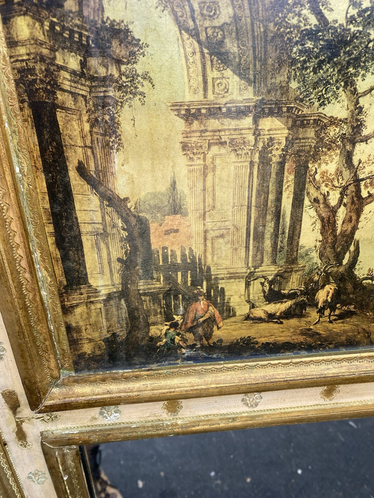 66618 LaBarge Decorator Mirror with French Scene on the top