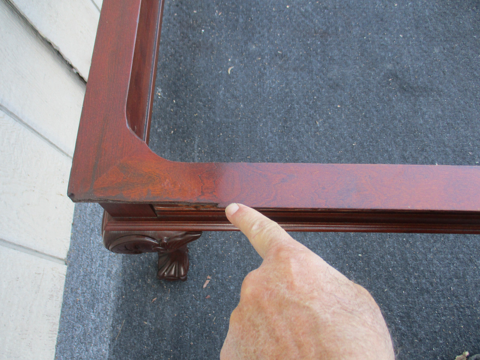 63903 Solid Mahogany Chippendale Glass Top Coffee Table Stand