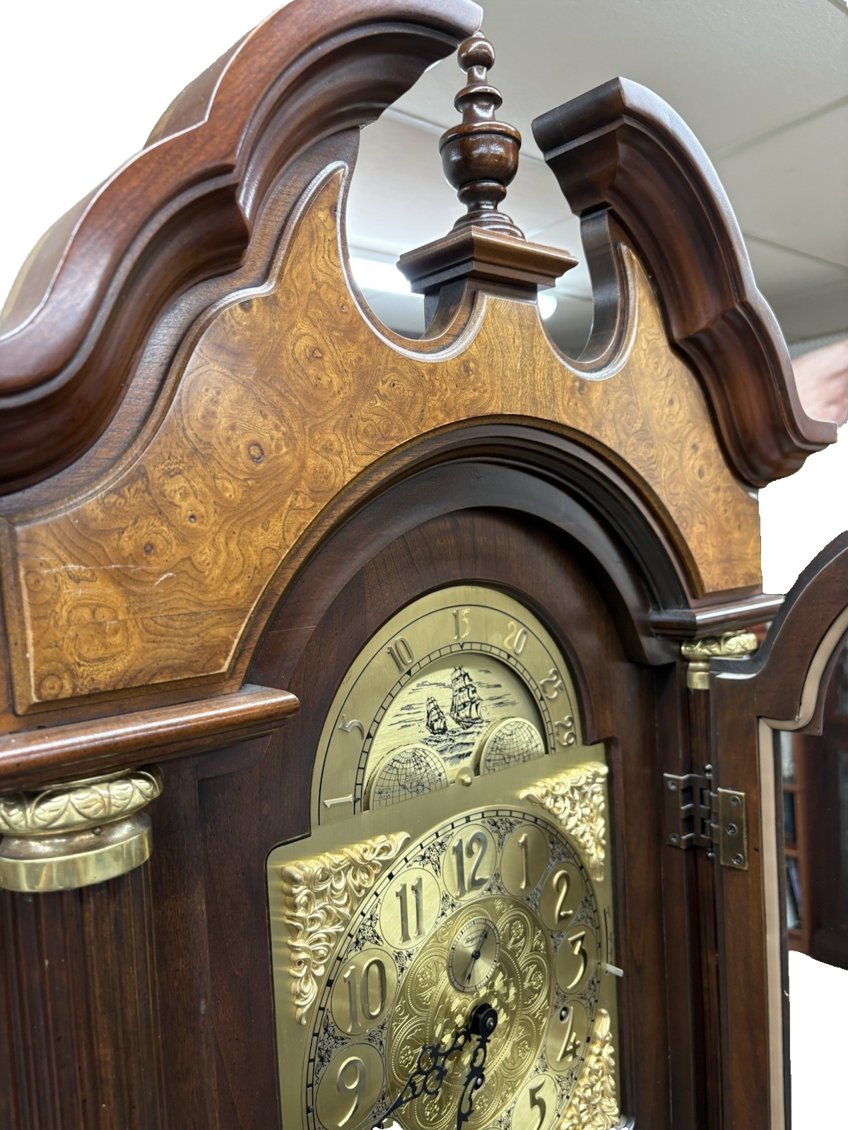 66053 RIDGEWAY Grandfather Clock Professionally Serviced Good Working Condition