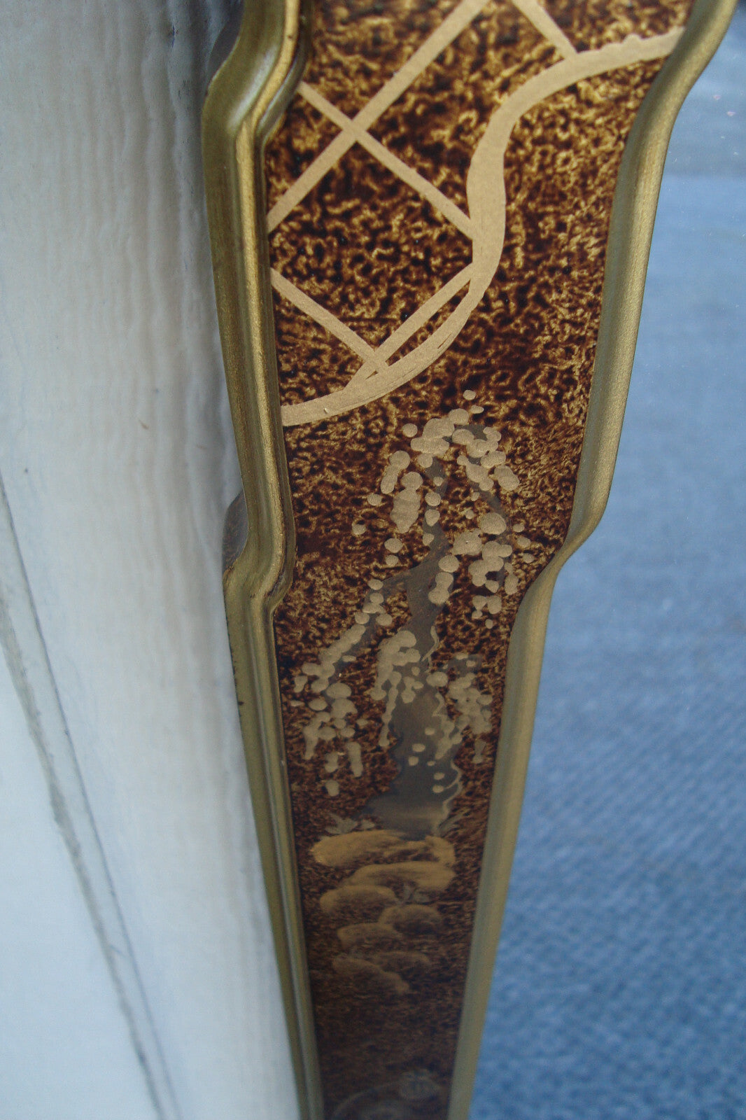 61891  Tall Oriental Decorator Wood Mirror