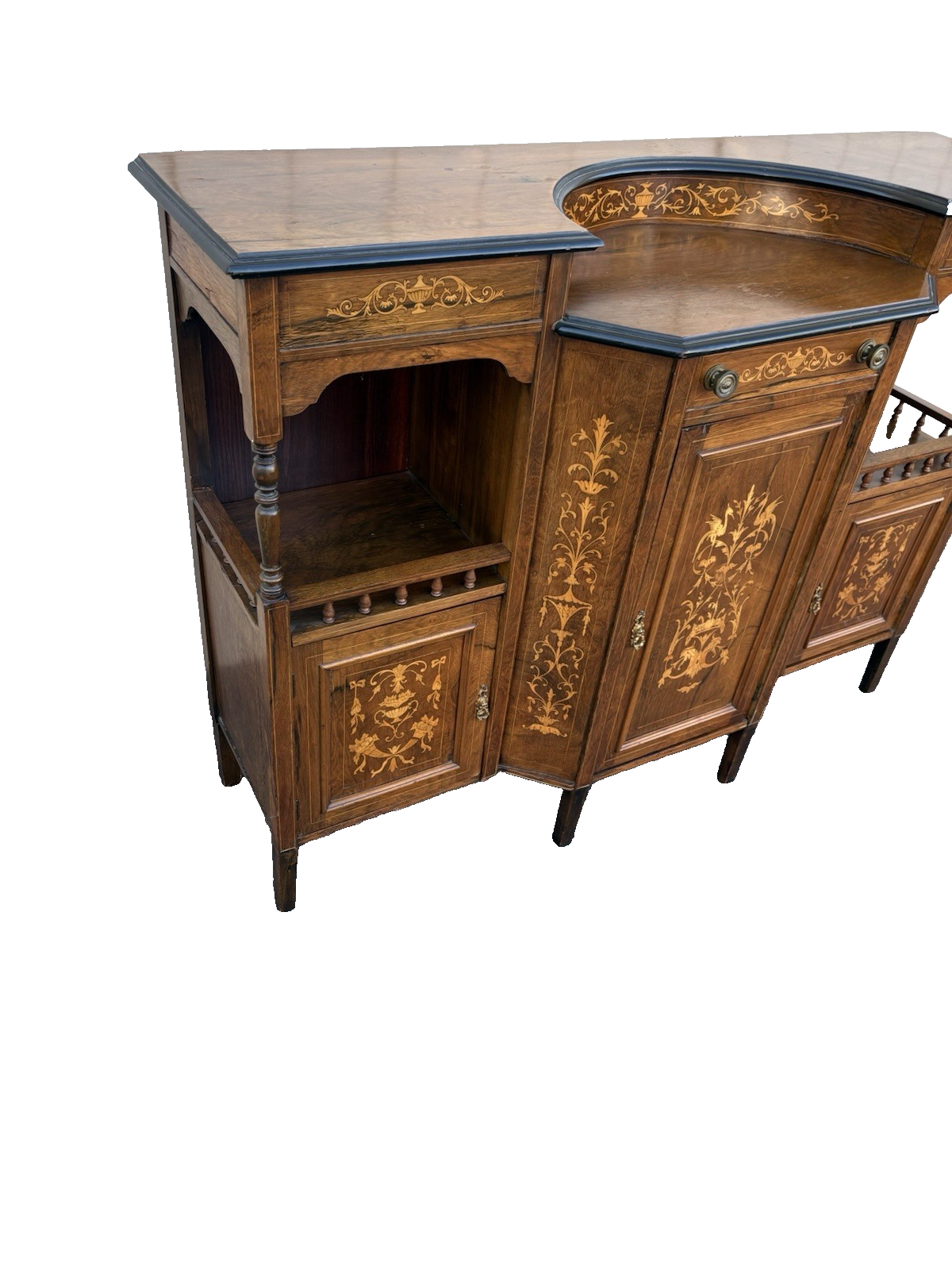 67017 Inlaid Victorian Buffet Sideboard Server Cabinet